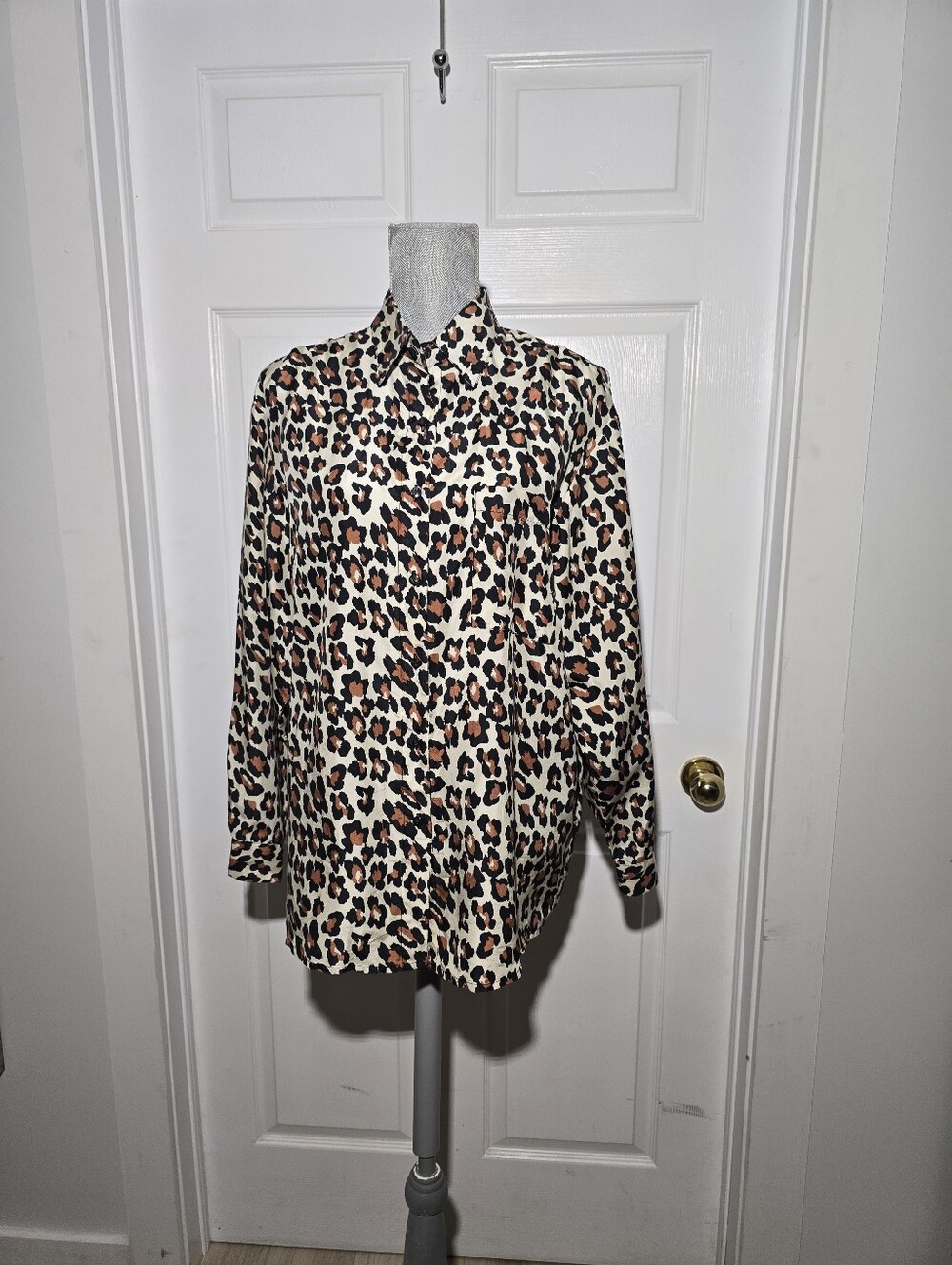 ROBERT STOCK leopard Silk Blouse